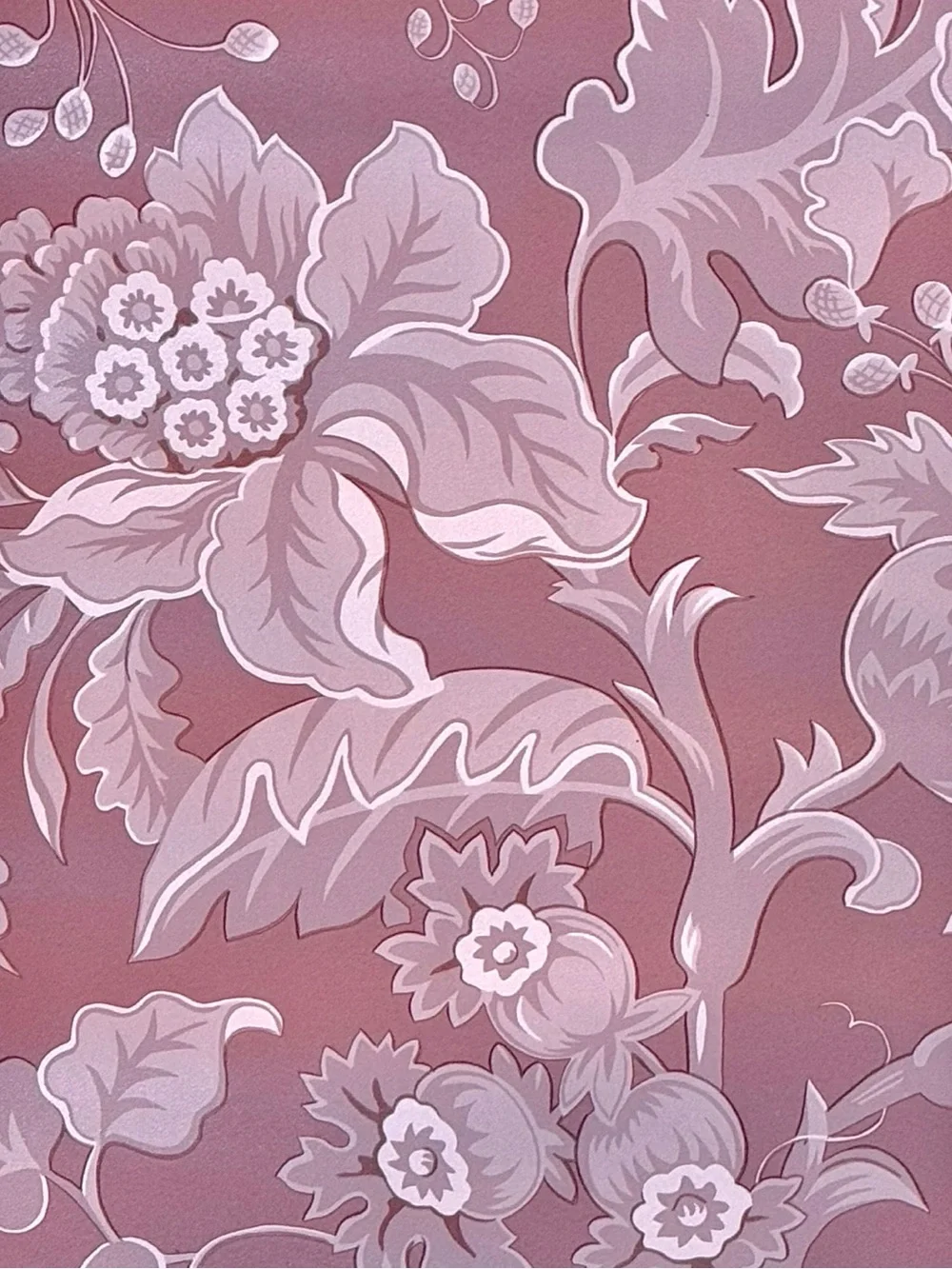 Vintage Floral Design Wallpaper Remnants Monochrome Burgundy Sizes Vary Retro